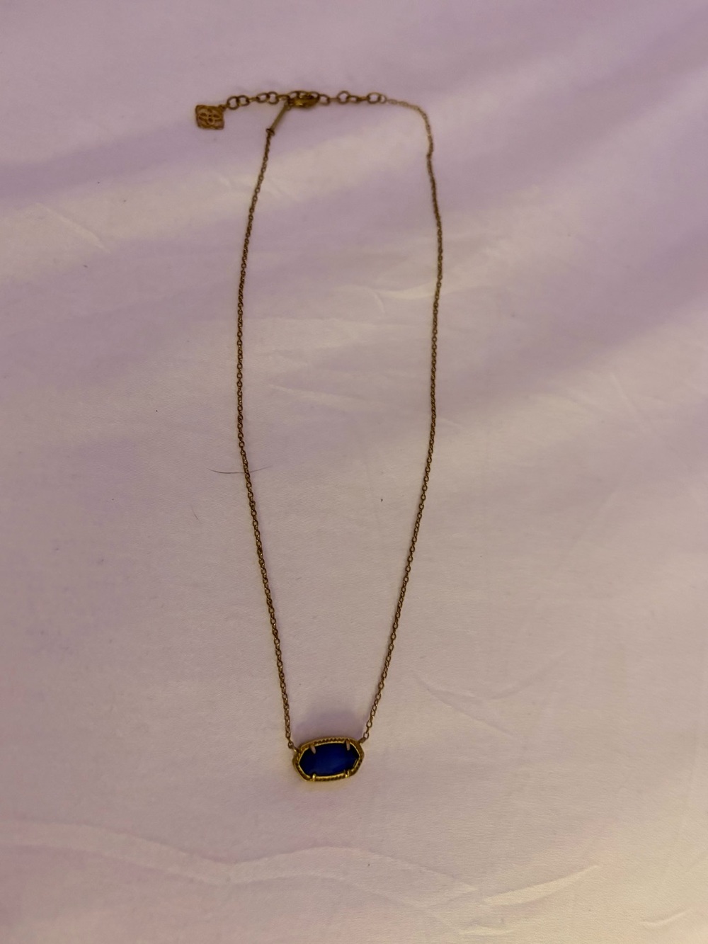 Kendra Scott Gold Necklace with Royal Blue Pendant